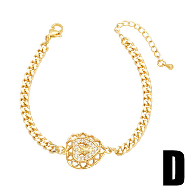 Delicate diamond starfish heart gold plated copper chain bracelet