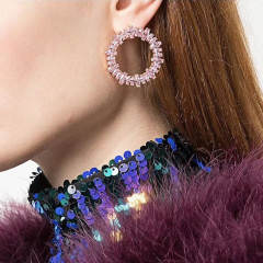 Super shiny pave setting cubic zircon circle women earrings