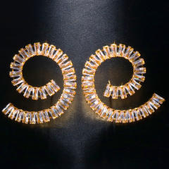 Delicate sprial shape pave setting cubic zircon diamond earrings