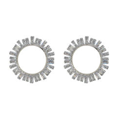 Super shiny pave setting cubic zircon circle women earrings