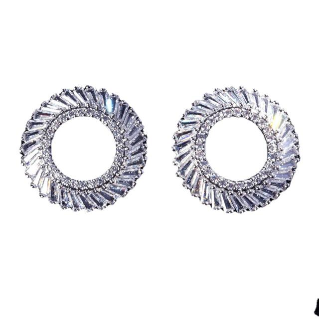 925 needle dlicate pave setting AAA cubic zircon circle earrings