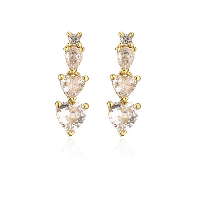 Delicate colorful cubic zircon gold plated copper earrings