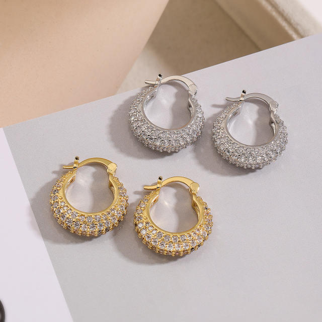 Delicate real gold plated copper diamond hoop earrings