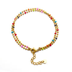 INS personality colorful cubic zircon evil eye stainless steel bracelet