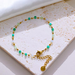 INS personality colorful cubic zircon evil eye stainless steel bracelet