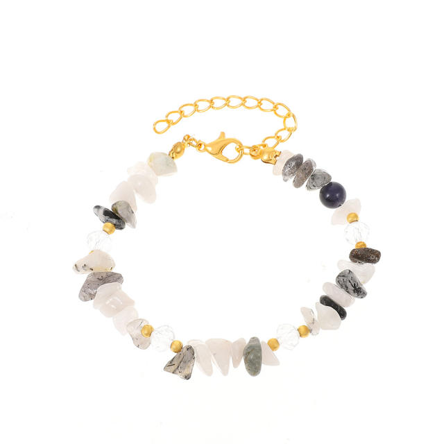 Natural irregular shape crystal stone bracelet for women