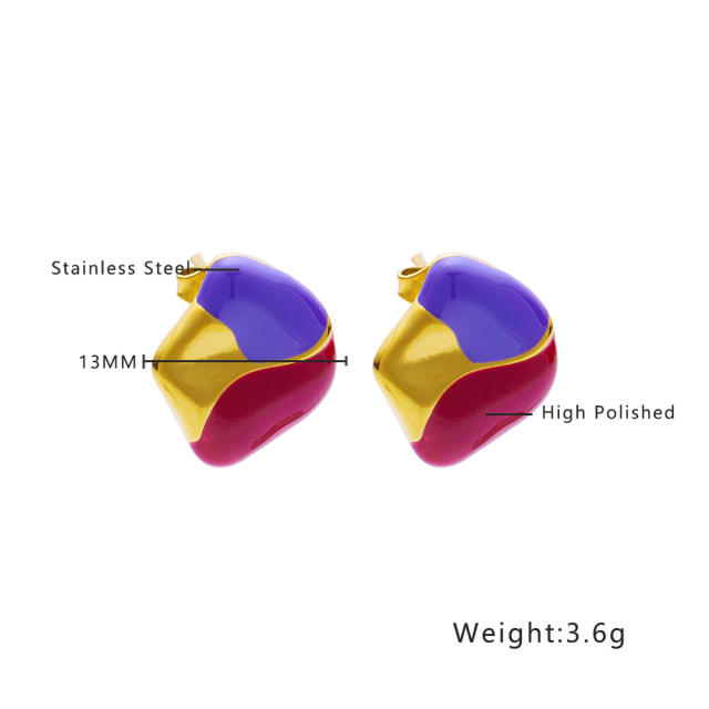 Vintage color enamel easy match women stainless steel earrings collection