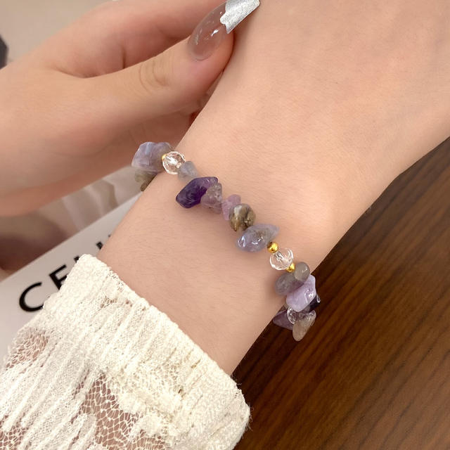 Natural irregular shape crystal stone bracelet for women