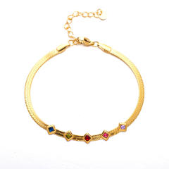 INS personality colorful cubic zircon evil eye stainless steel bracelet