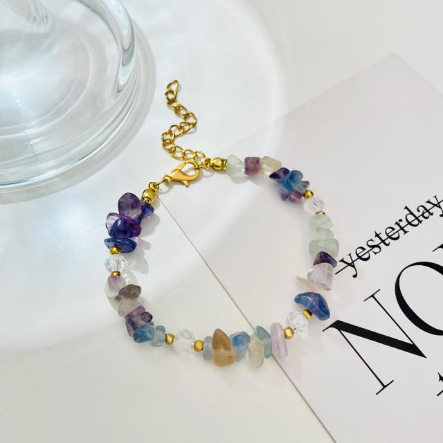 Natural irregular shape crystal stone bracelet for women