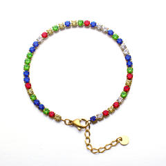 INS personality colorful cubic zircon evil eye stainless steel bracelet