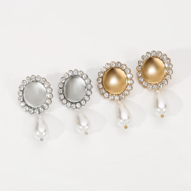 Creative imiation pearl drop metal women earrings