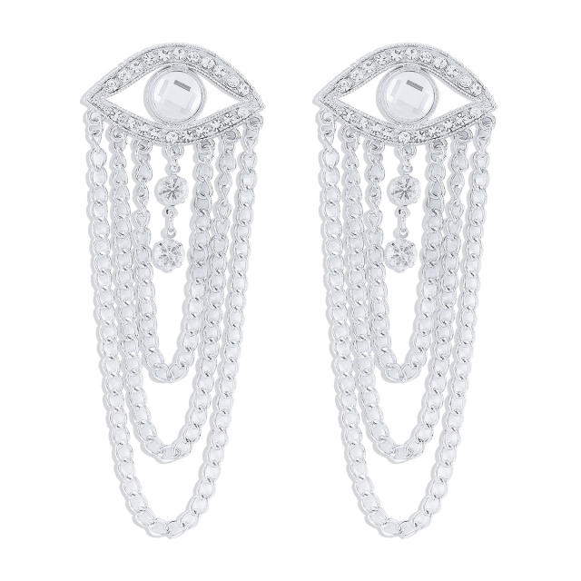 Personality evil eye chain tassel women earrings
