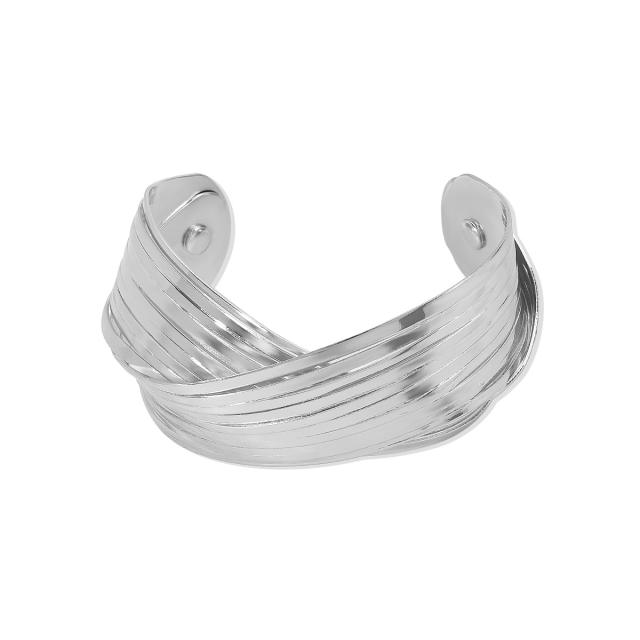 Chunky y2k cross design metal cuff bangles for women