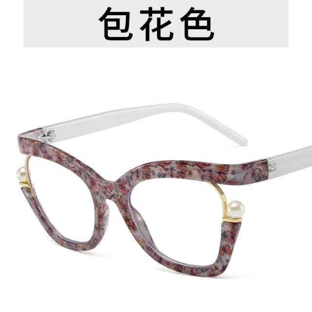 INS unique rainbow color pearl bead blue light glasses for women reading glasses