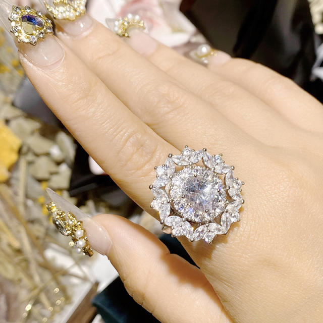 18KG super shiny diamond wedding rings for women
