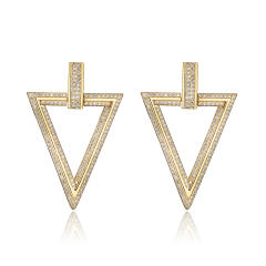 Delicate pave setting cubic zircon diamond geometric earrings for women