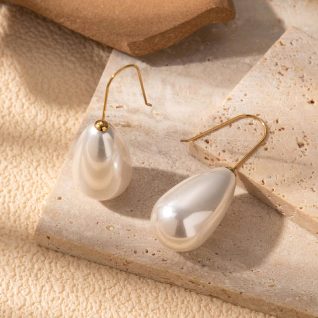 Easy match water drop pearl stainless steel earrings collection