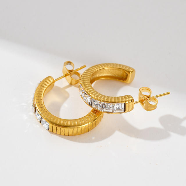 Chic open hoop gold color stainless steel earrings