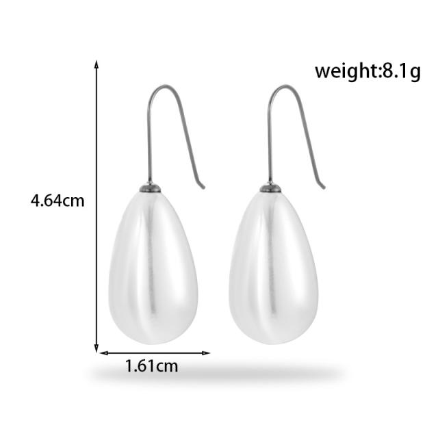 Easy match water drop pearl stainless steel earrings collection