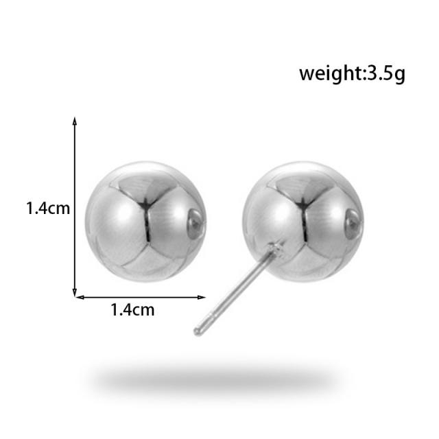 Simple chunky ball bead stainless steel studs earrings