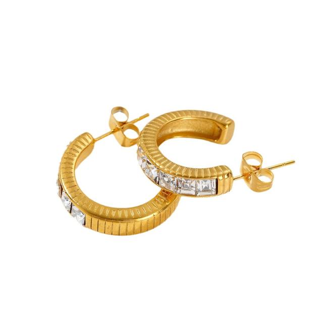 Chic open hoop gold color stainless steel earrings