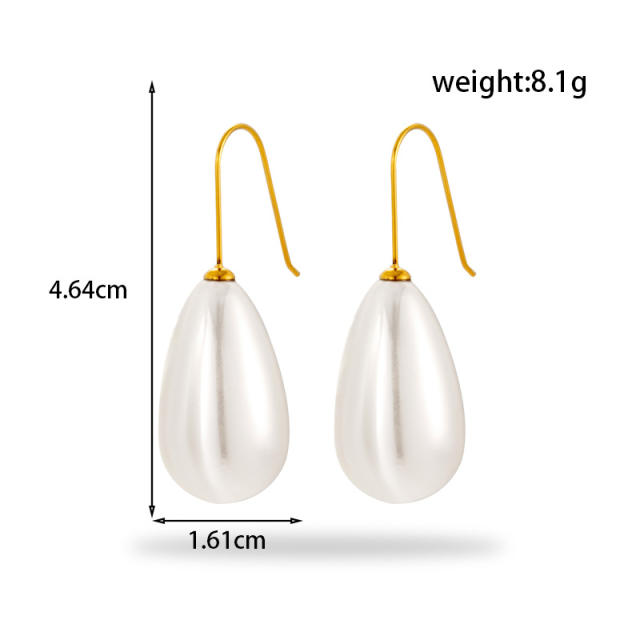 Easy match water drop pearl stainless steel earrings collection