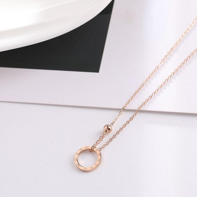 Dainty classic Roman numerals circle stainless steel necklace
