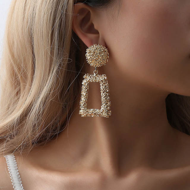 Creative geometric shape metal dangle earrings