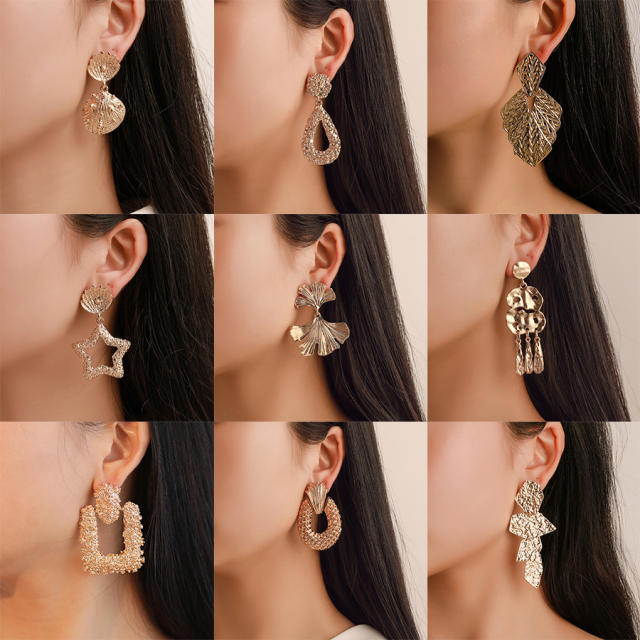 Hot sale hammer pattern geometric design dangle earrings