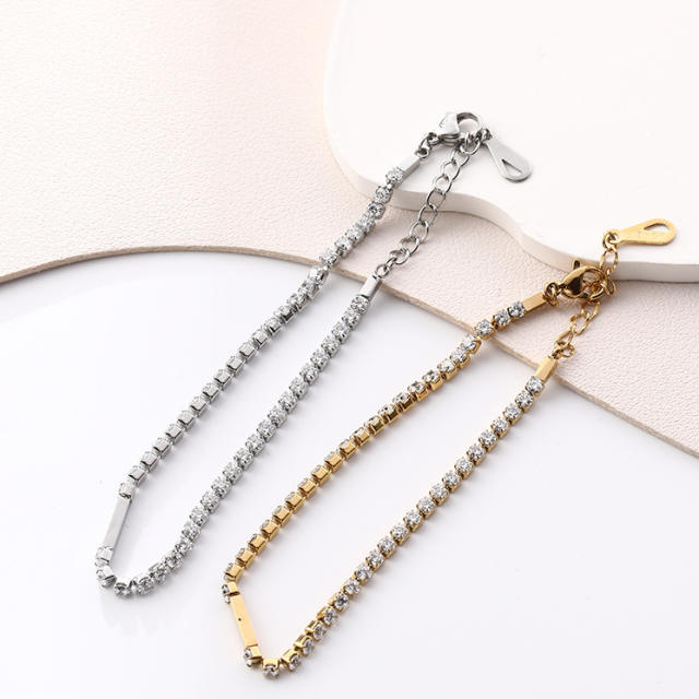 Delicate tennis chain stainless steel bracelet diamond bracelet