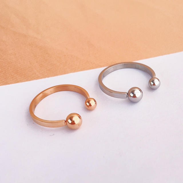 Concise tiny ball bead stainless steel finger rings pinky rings