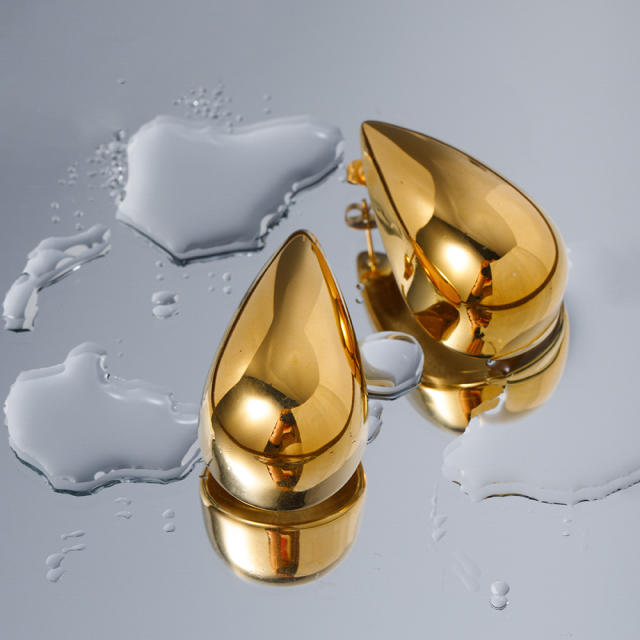 18KG chunky hot sale water drop stainless steel earrings