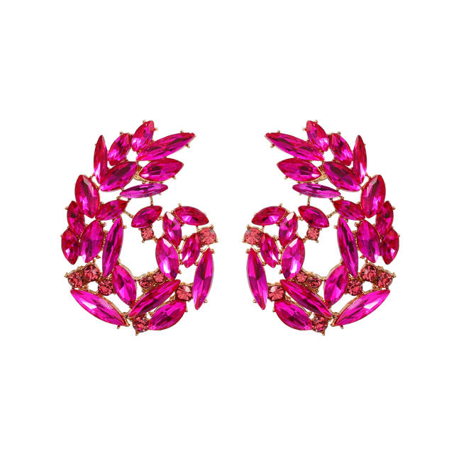 Luxury colorful glass crystal statement women earrings