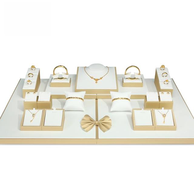 Gold white series jewery display tray stand