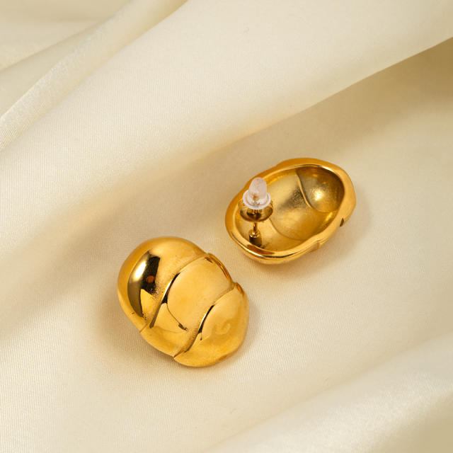 18KG chunky gold color stainless steel women earrings