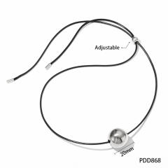 Chunky gold color heart ball bead drop pendant wax line stainless steel necklace