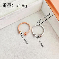 Concise tiny ball bead stainless steel finger rings pinky rings