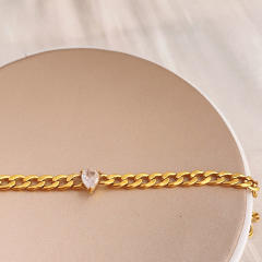 Super shiny drop cubic zircon cuban link chain stainless steel bracelet