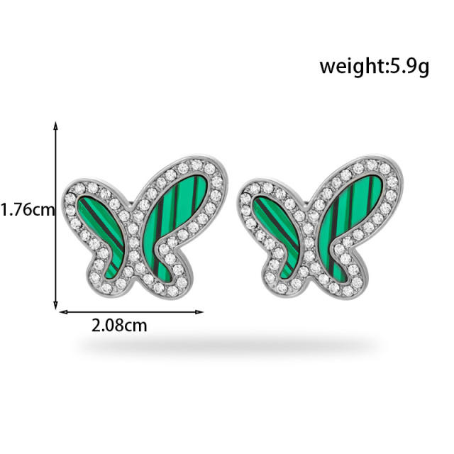 Sweet colorful butterfly stainless steel studs earrings