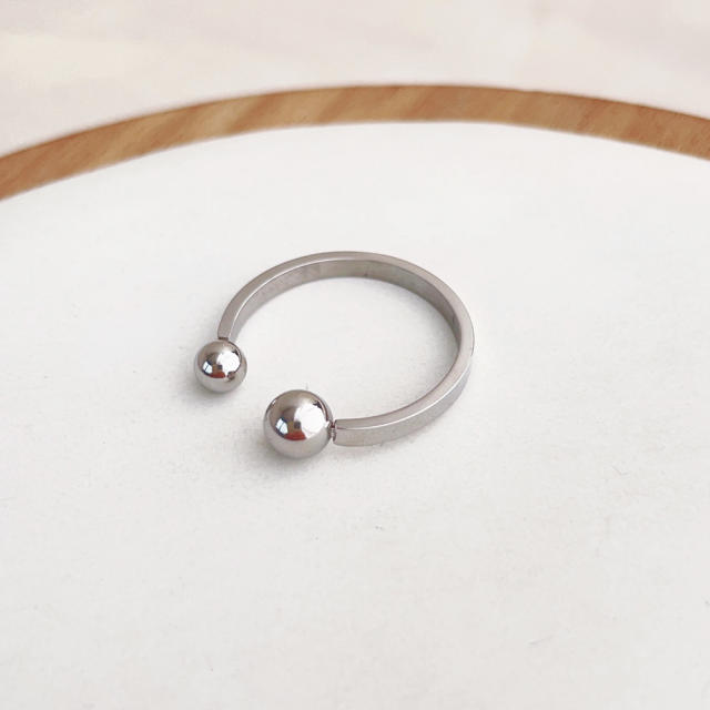 Concise tiny ball bead stainless steel finger rings pinky rings