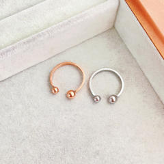 Concise tiny ball bead stainless steel finger rings pinky rings