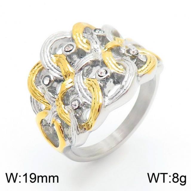 Vintage two tone stainless steel finger rings for men