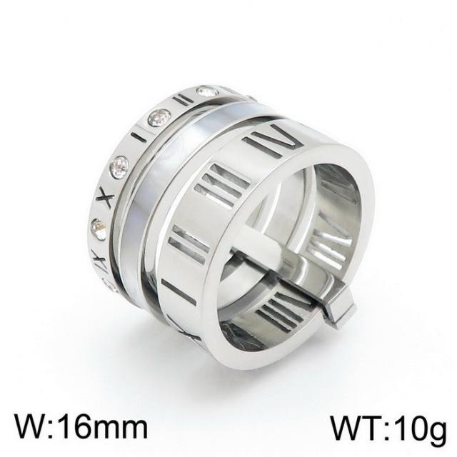 Hot sale classic Roman numerals hollow out stainless steel rings for women