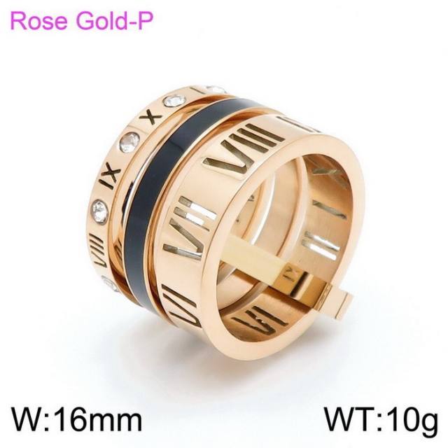 Hot sale classic Roman numerals hollow out stainless steel rings for women