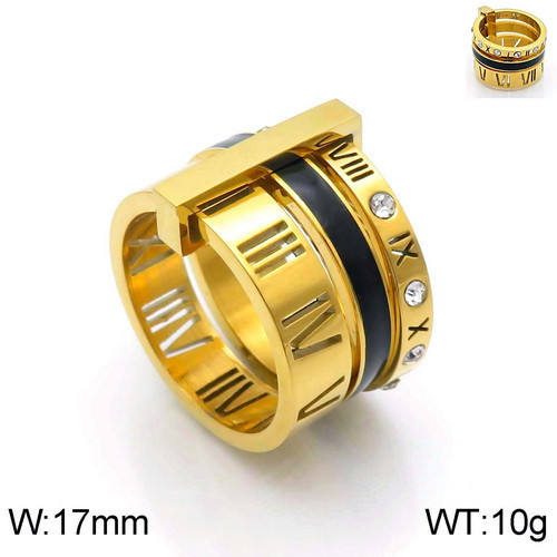Hot sale classic Roman numerals hollow out stainless steel rings for women