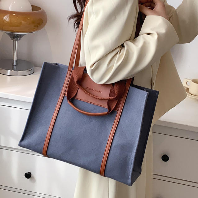 OL plain color high-capacity canvas tote bag