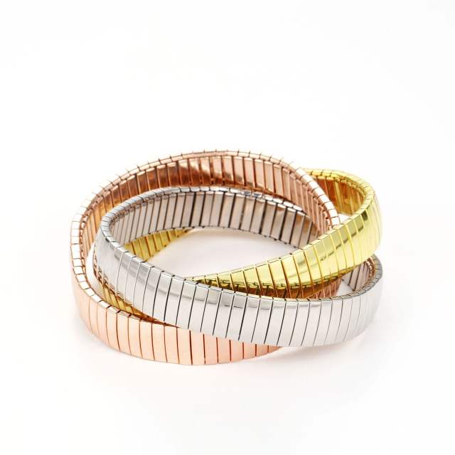 Punk trend three color elastic stainless steel bangle