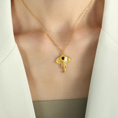 18KG animal series dainty elephant pendant stainless steel necklace