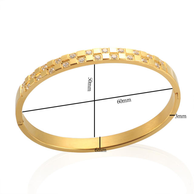 Delicate diamond stainless steel bangle band